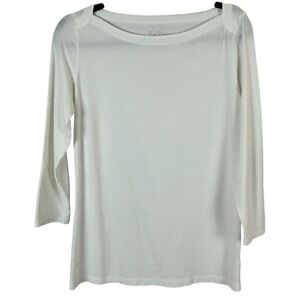 Lilly Pulitzer White Blouse with Three-Quarter Sleeves Size Small